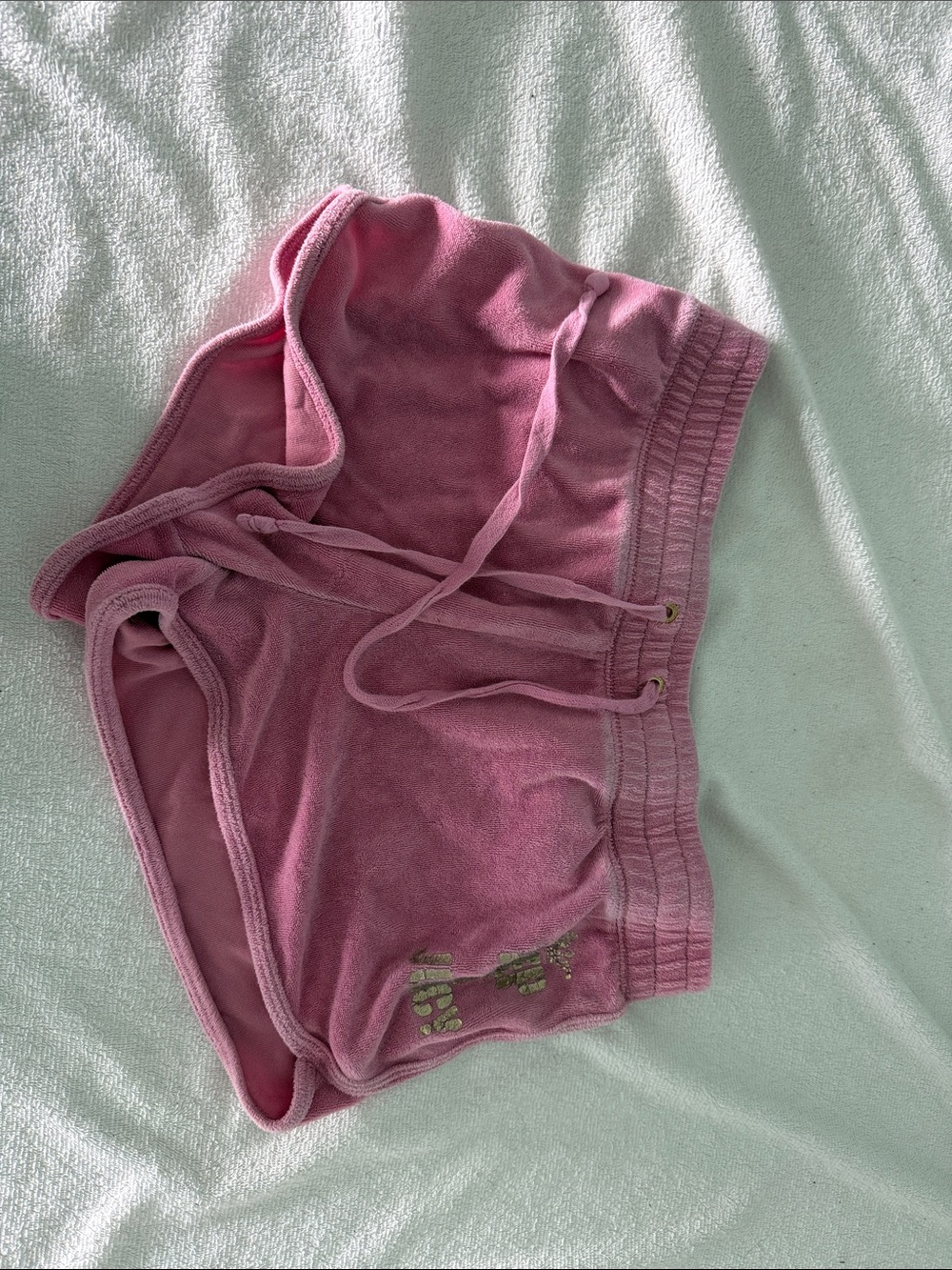 Girls' Pink Terry Knit Drawstring Shorts